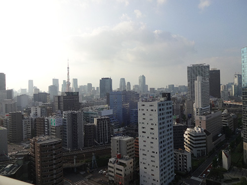 北向きのバルコニーに出れば、東京タワービューのロケーションを満喫することができる。