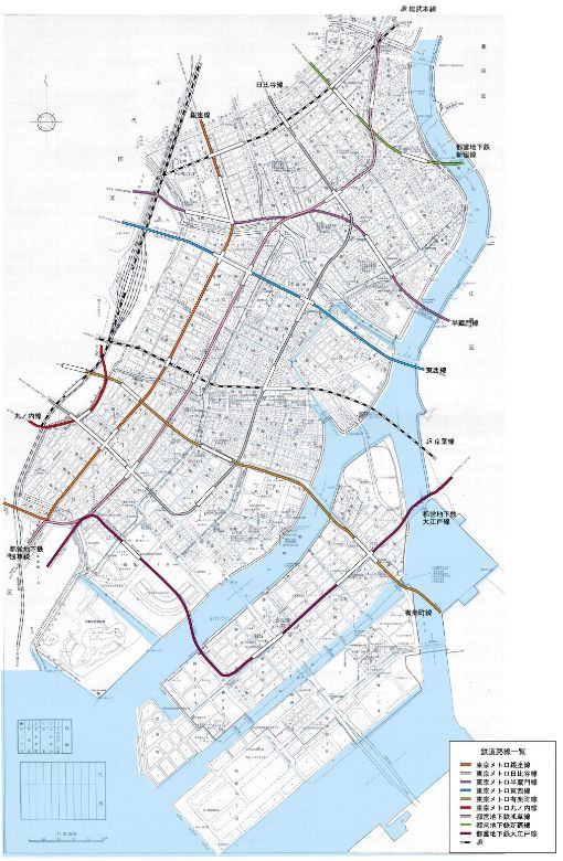 中央区内の鉄道路線図