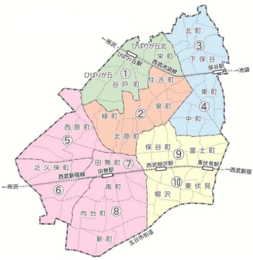 西東京市の地域図