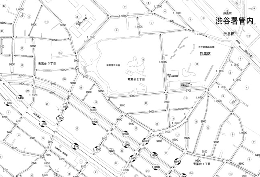 西郷山公園周辺の路線価図