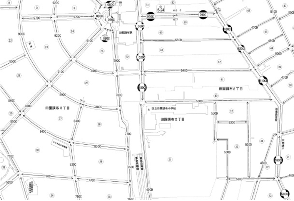 田園調布駅近くの路線価図